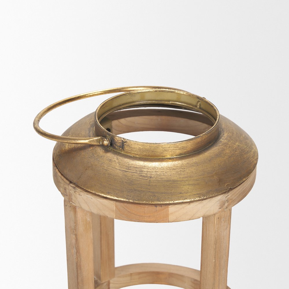 Andy II Small Natural Wood Cylindrical Lantern