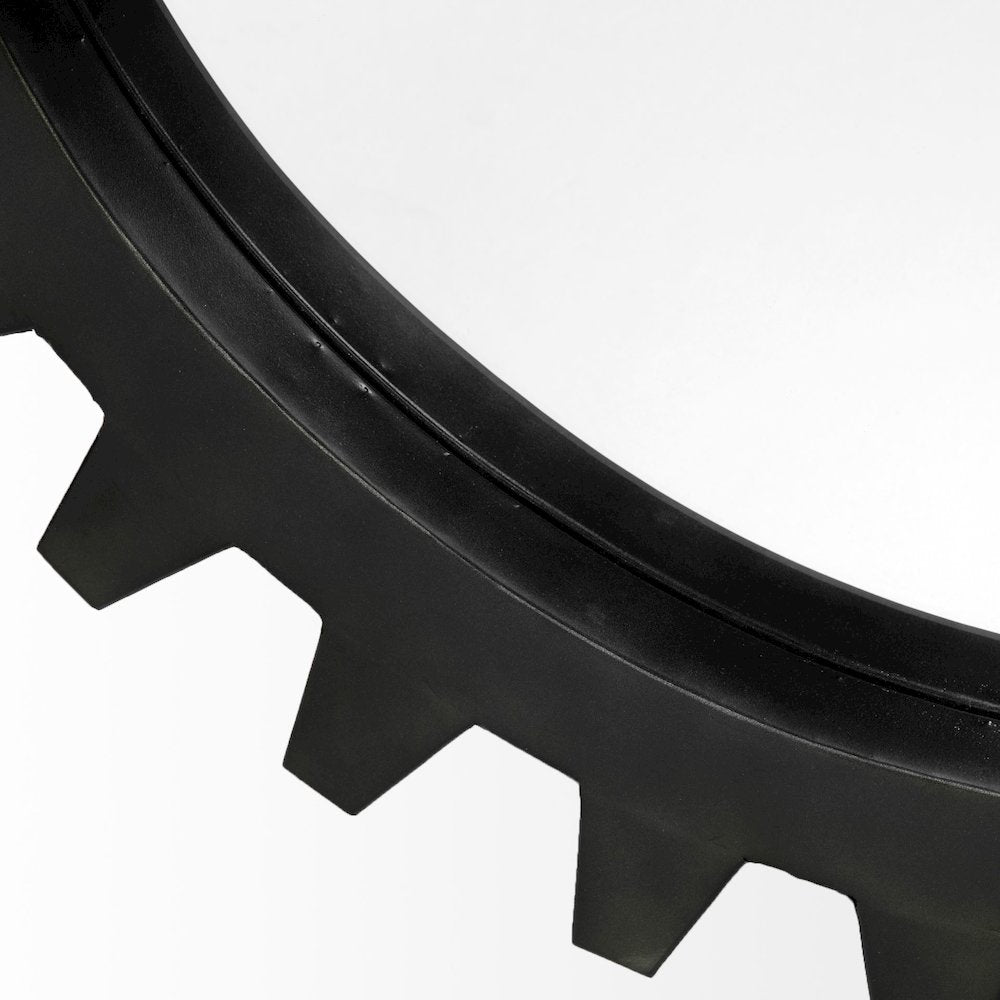 Alloy Cog 26" Round Black Metal Frame Mirror