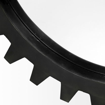 Alloy Cog 26" Round Black Metal Frame Mirror