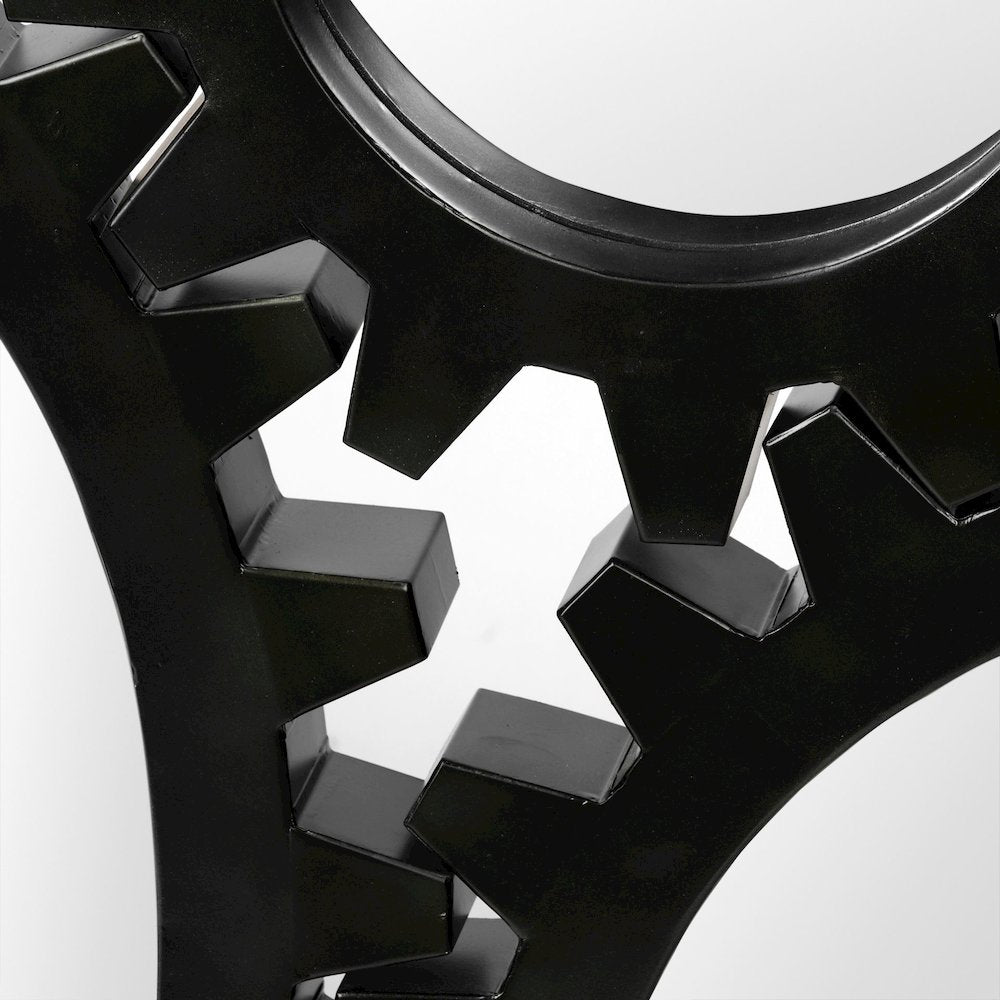 Alloy Cog 26" Round Black Metal Frame Mirror