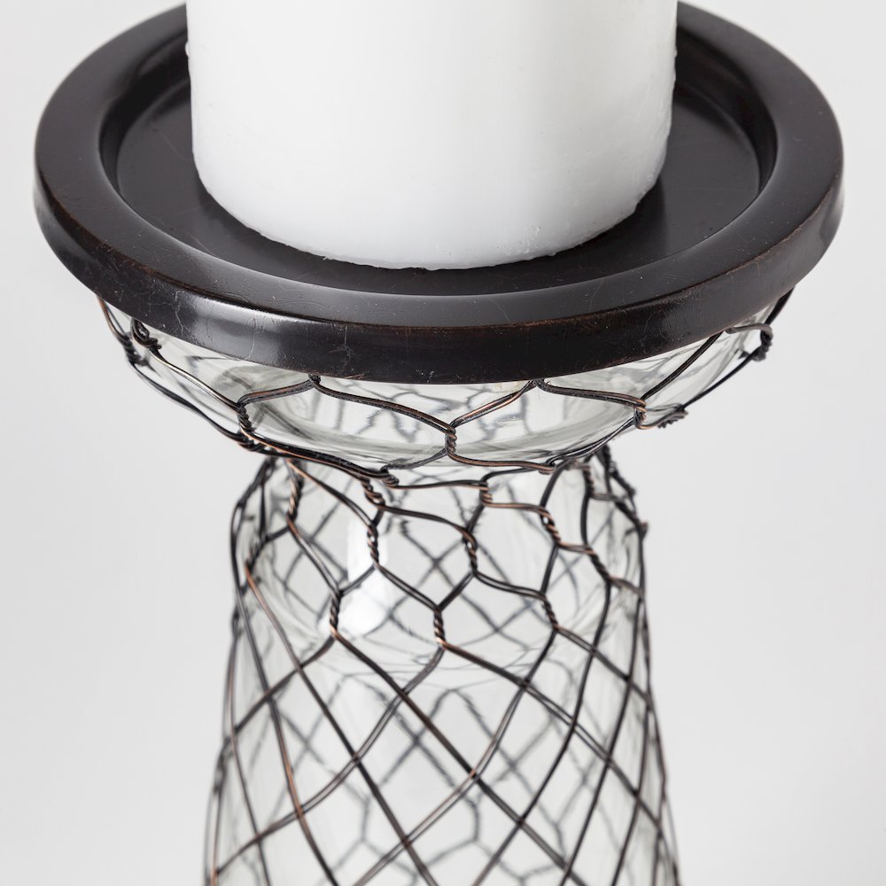 Shandra I Small Glass w/Metal Wire Snakeskin Pattern Table Candle Holder
