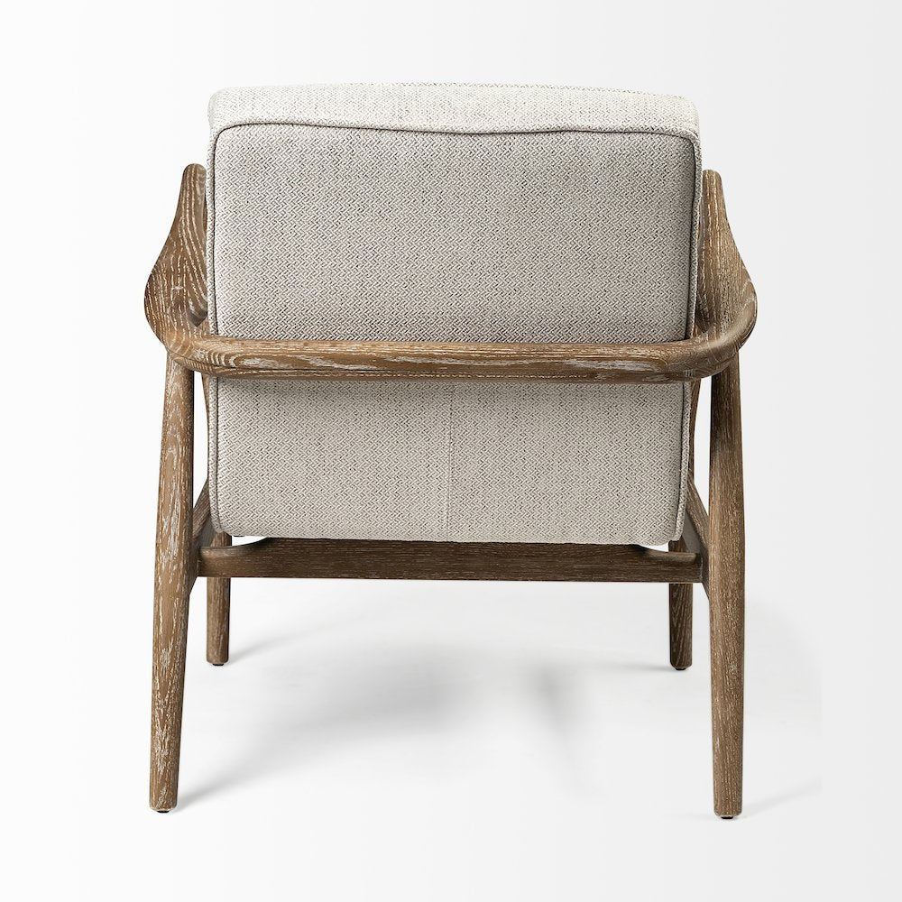 Ajax II Cream Fabric W/ Brown Wooden Frame Accent Chair