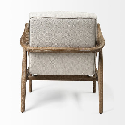 Ajax II Cream Fabric W/ Brown Wooden Frame Accent Chair