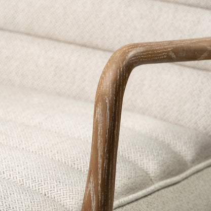 Ajax II Cream Fabric W/ Brown Wooden Frame Accent Chair