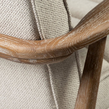 Ajax II Cream Fabric W/ Brown Wooden Frame Accent Chair