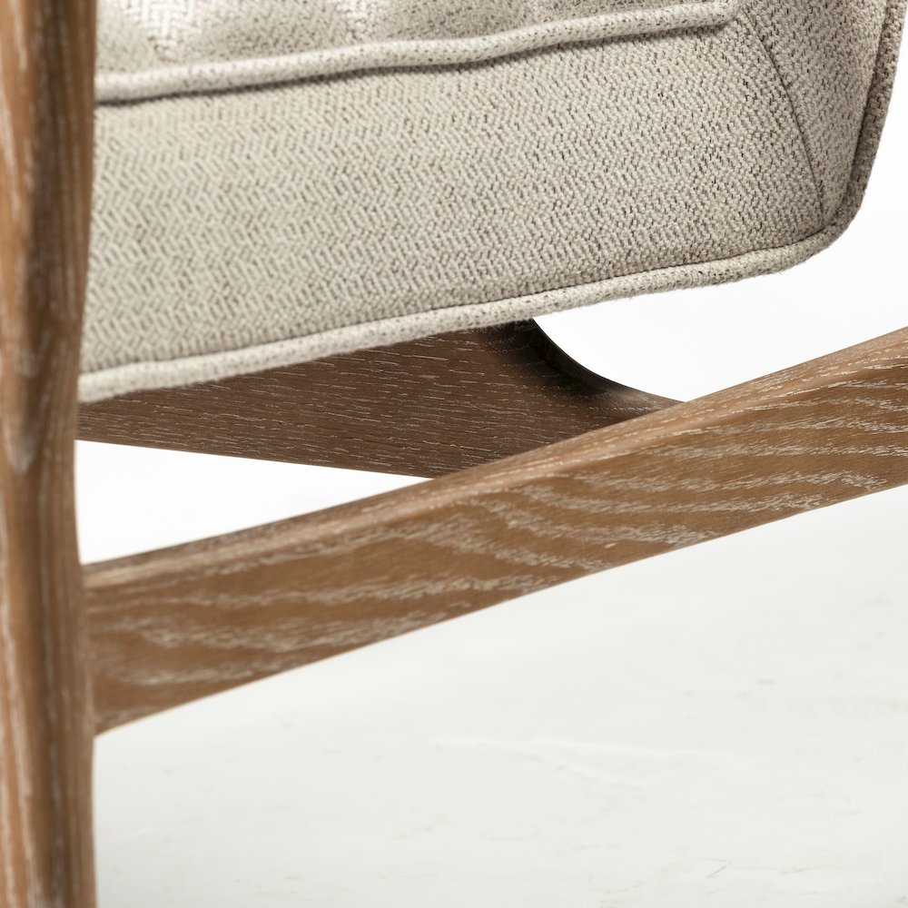 Ajax II Cream Fabric W/ Brown Wooden Frame Accent Chair