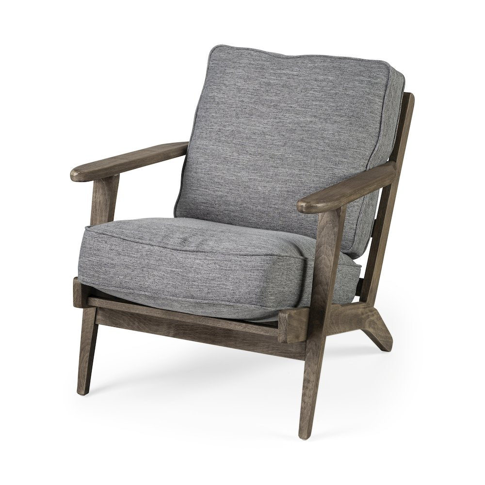 Olympus V Castlerock Grey Fabric Wrapped Brown Wooden Frame Accent Chair
