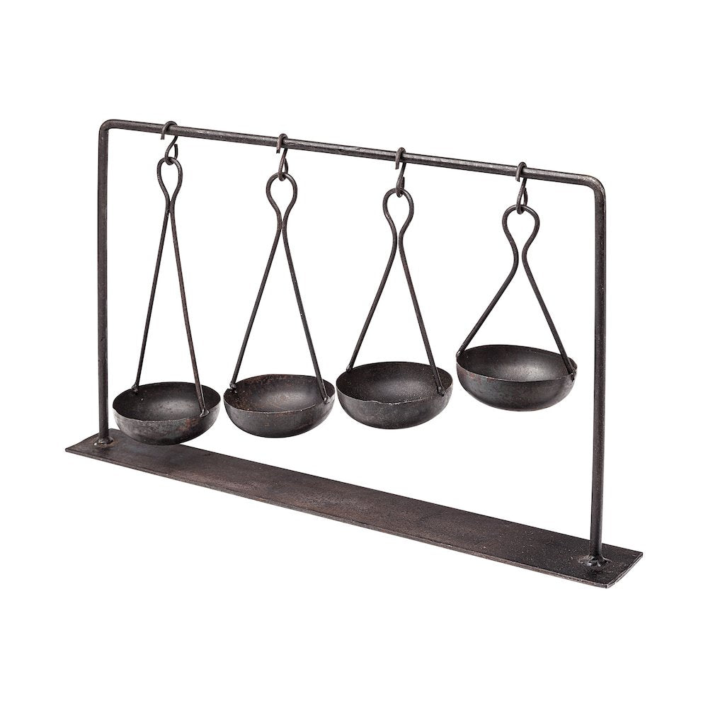 Enos 19L x 3W Black Metal 4 Bowl Ancient Spice Market Decorative Display