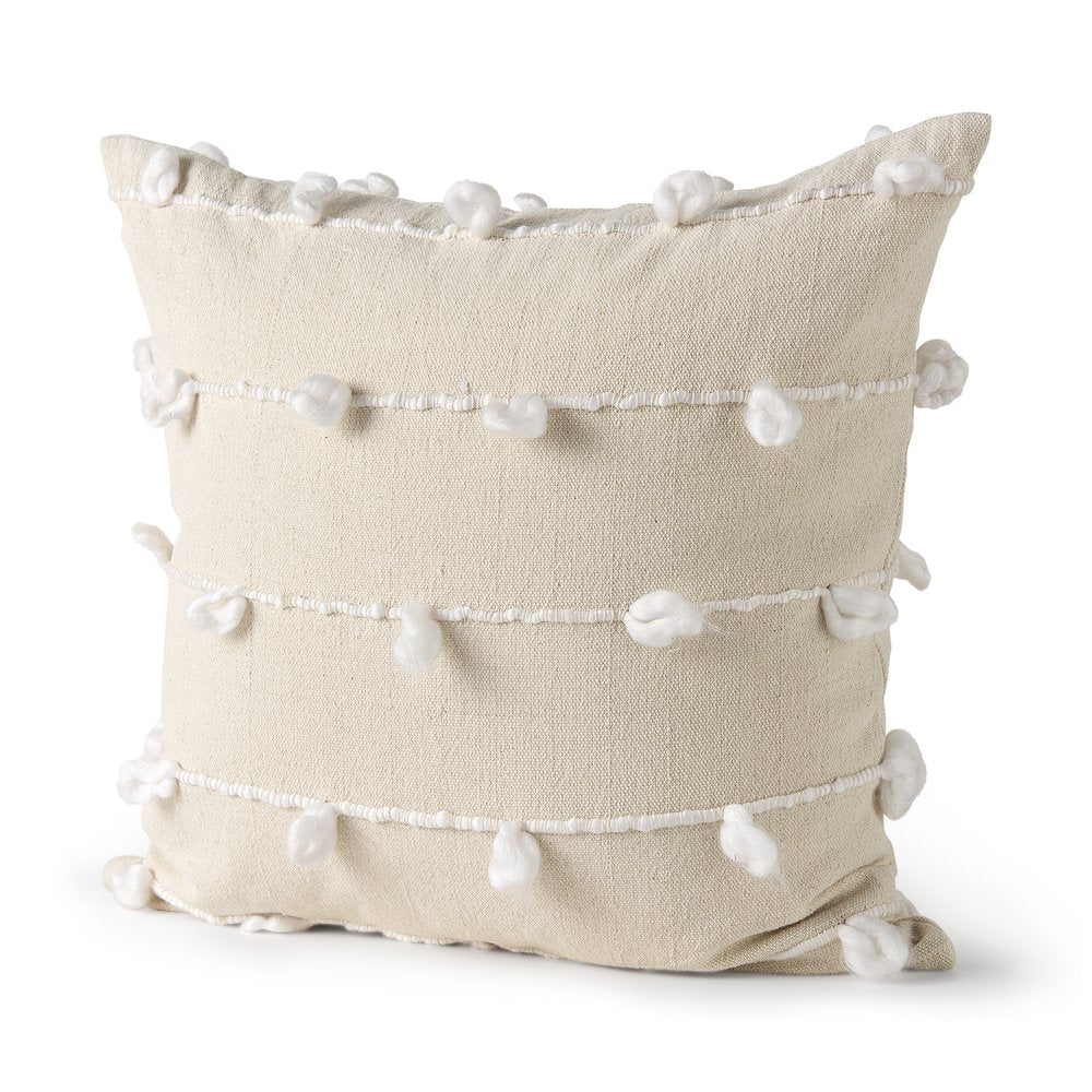 Erica 20 x 20 Cream With White Detail Decorative Pillow Cover
