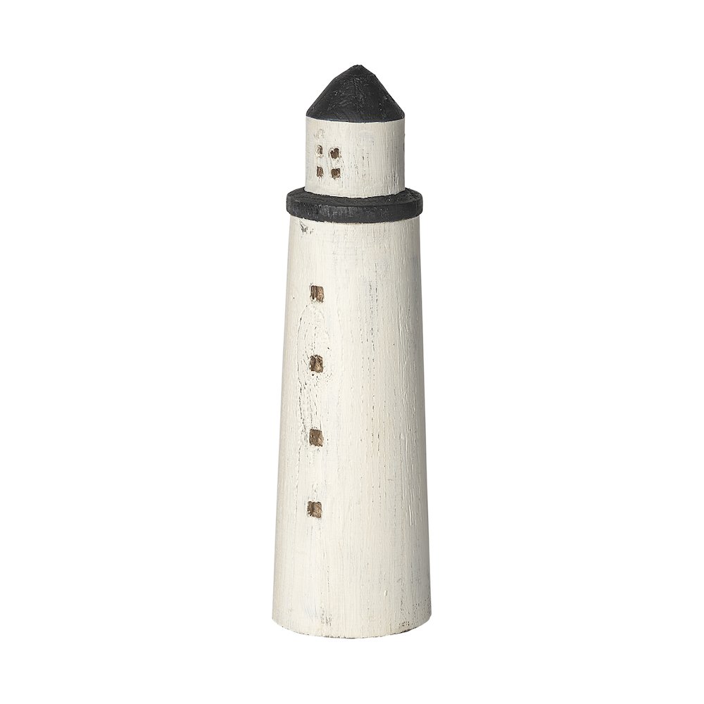Abner (Large) 4L x 4W White Wooden Coastal Lighthouse