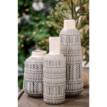 Riker III Large Dark Gray Cream Ceramic Vase