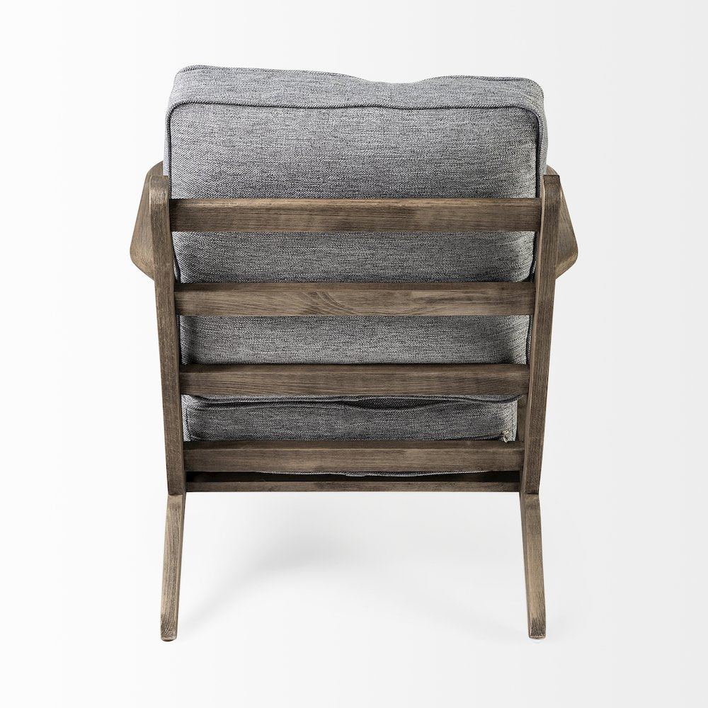 Olympus V Castlerock Grey Fabric Wrapped Brown Wooden Frame Accent Chair