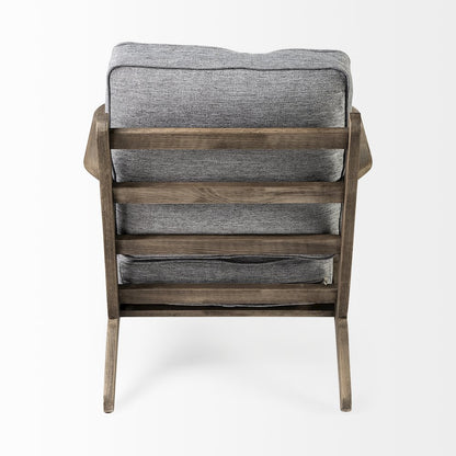 Olympus V Castlerock Grey Fabric Wrapped Brown Wooden Frame Accent Chair