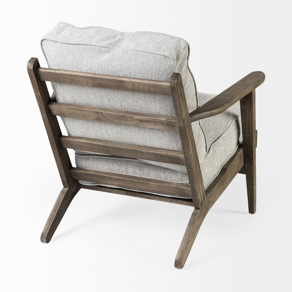 Olympus VI Frost Grey Fabric Wrapped Wooden Frame Accent Chair