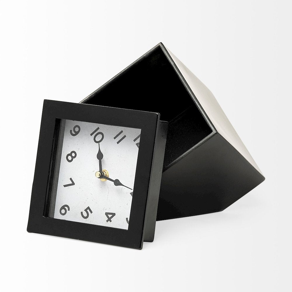 Ralph II Black Metal Cube Table Clock