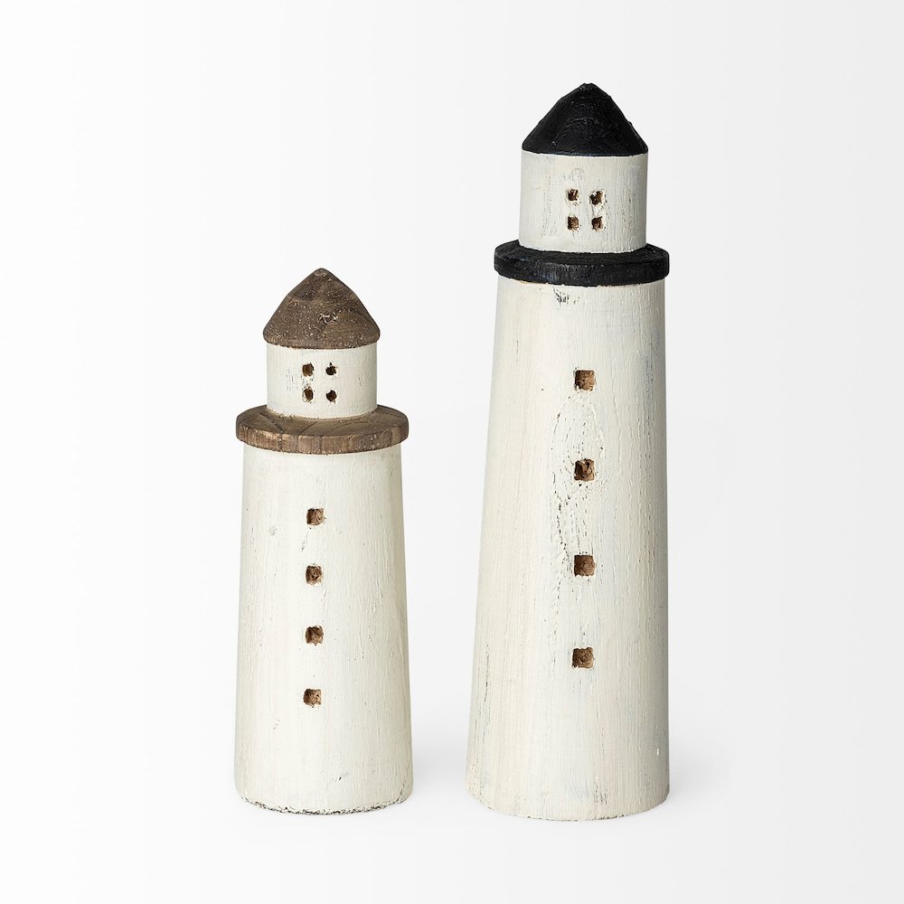 Abner (Large) 4L x 4W White Wooden Coastal Lighthouse