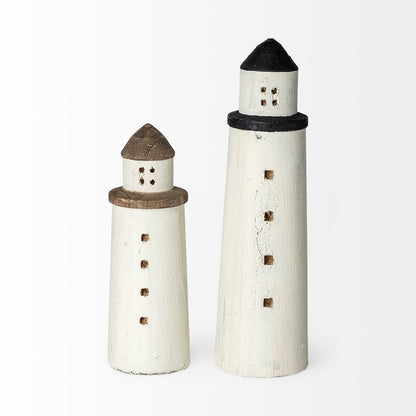 Abner (Large) 4L x 4W White Wooden Coastal Lighthouse