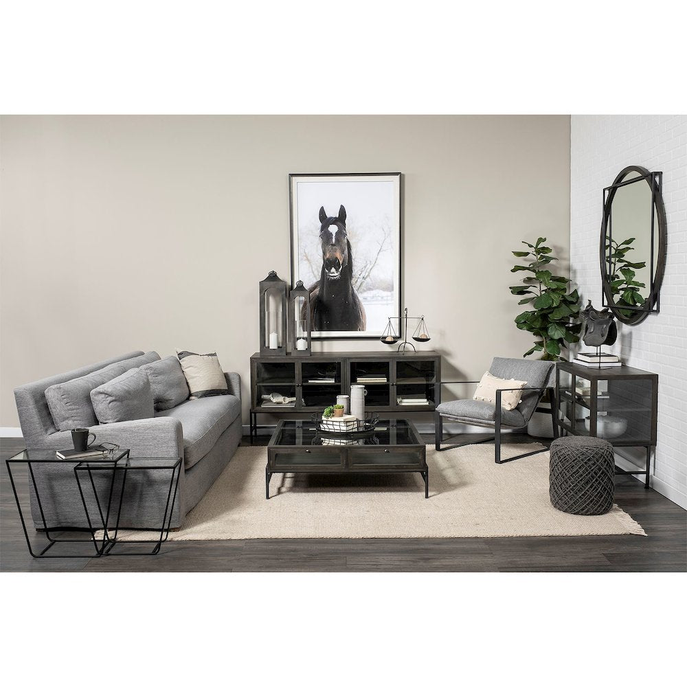 Guilia Castlerock Gray With Metal Frame Sling Accent Chair