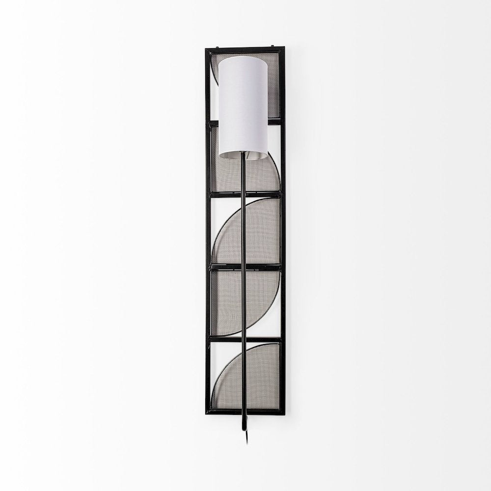 Navin 10x46.5 Black Metal Body White Fabric Shade Rectangular Wall Sconce