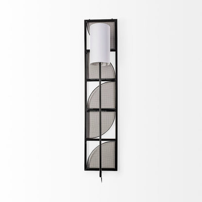Navin 10x46.5 Black Metal Body White Fabric Shade Rectangular Wall Sconce