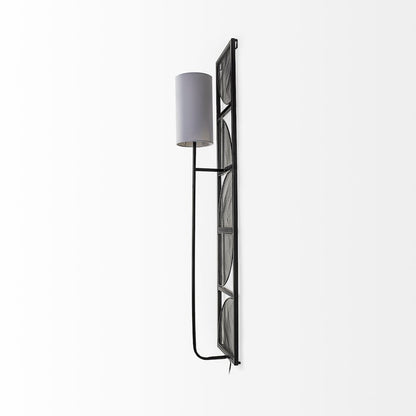 Navin 10x46.5 Black Metal Body White Fabric Shade Rectangular Wall Sconce