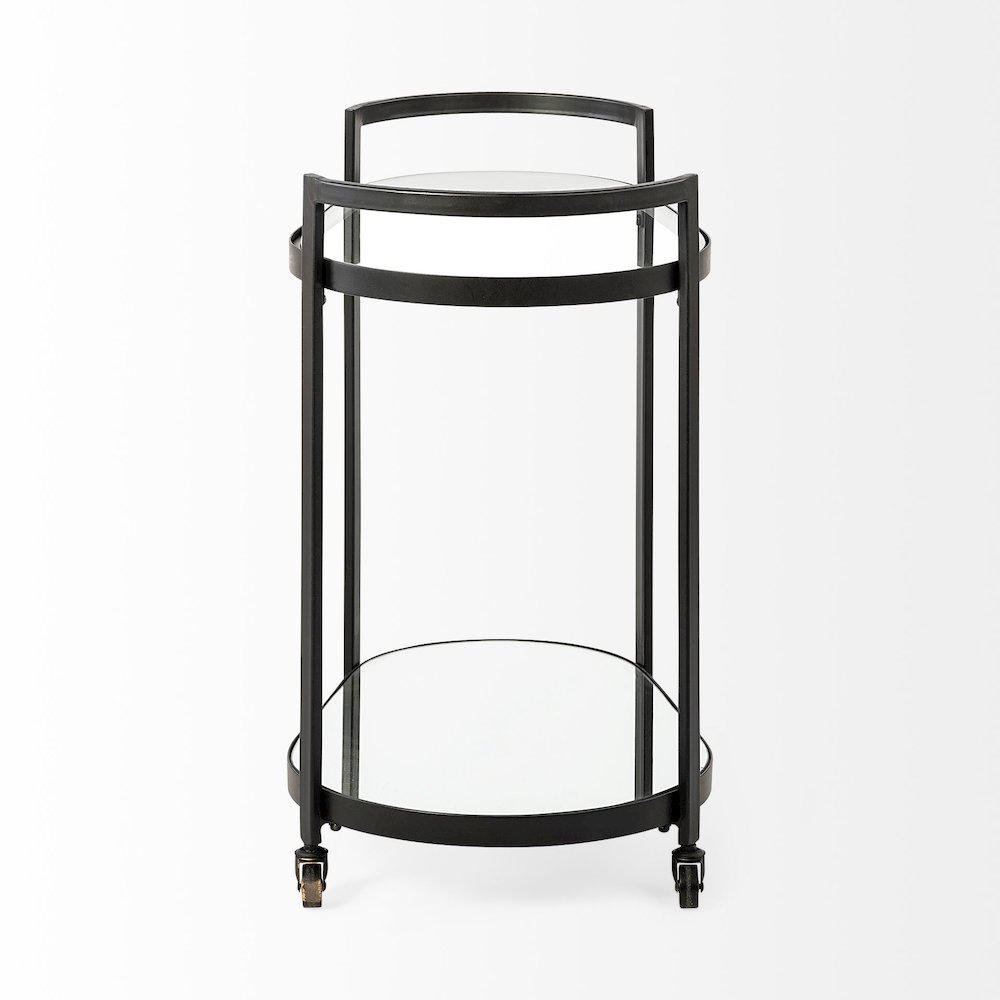 Eleonore Black Metal Frame Two-Tier w/Glass Shelves Bar Cart