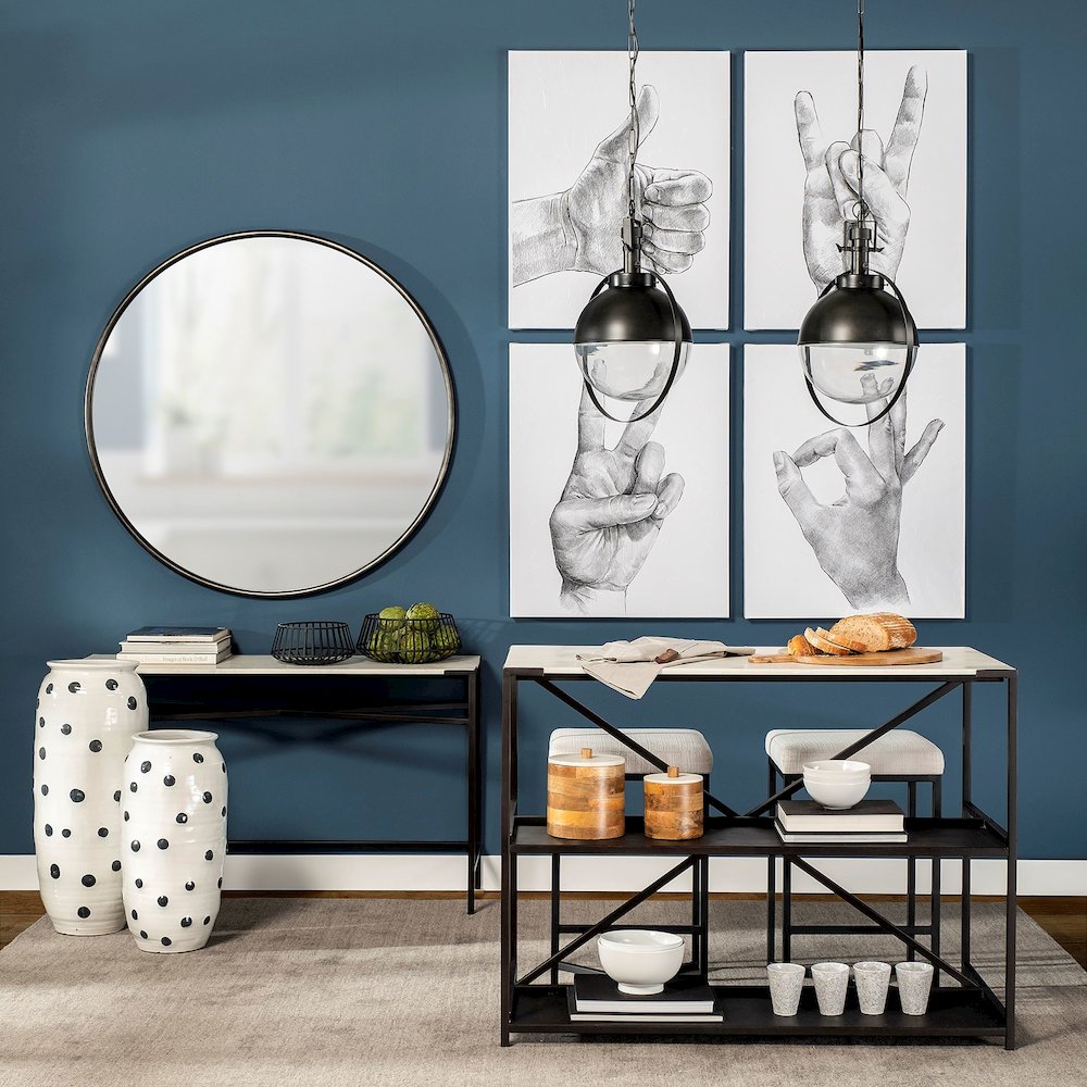 Leighton II 15x20 Black Metal Spherical Pendant Light