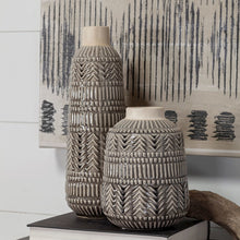 Riker III Large Dark Gray Cream Ceramic Vase