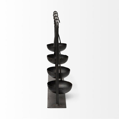 Enos 19L x 3W Black Metal 4 Bowl Ancient Spice Market Decorative Display