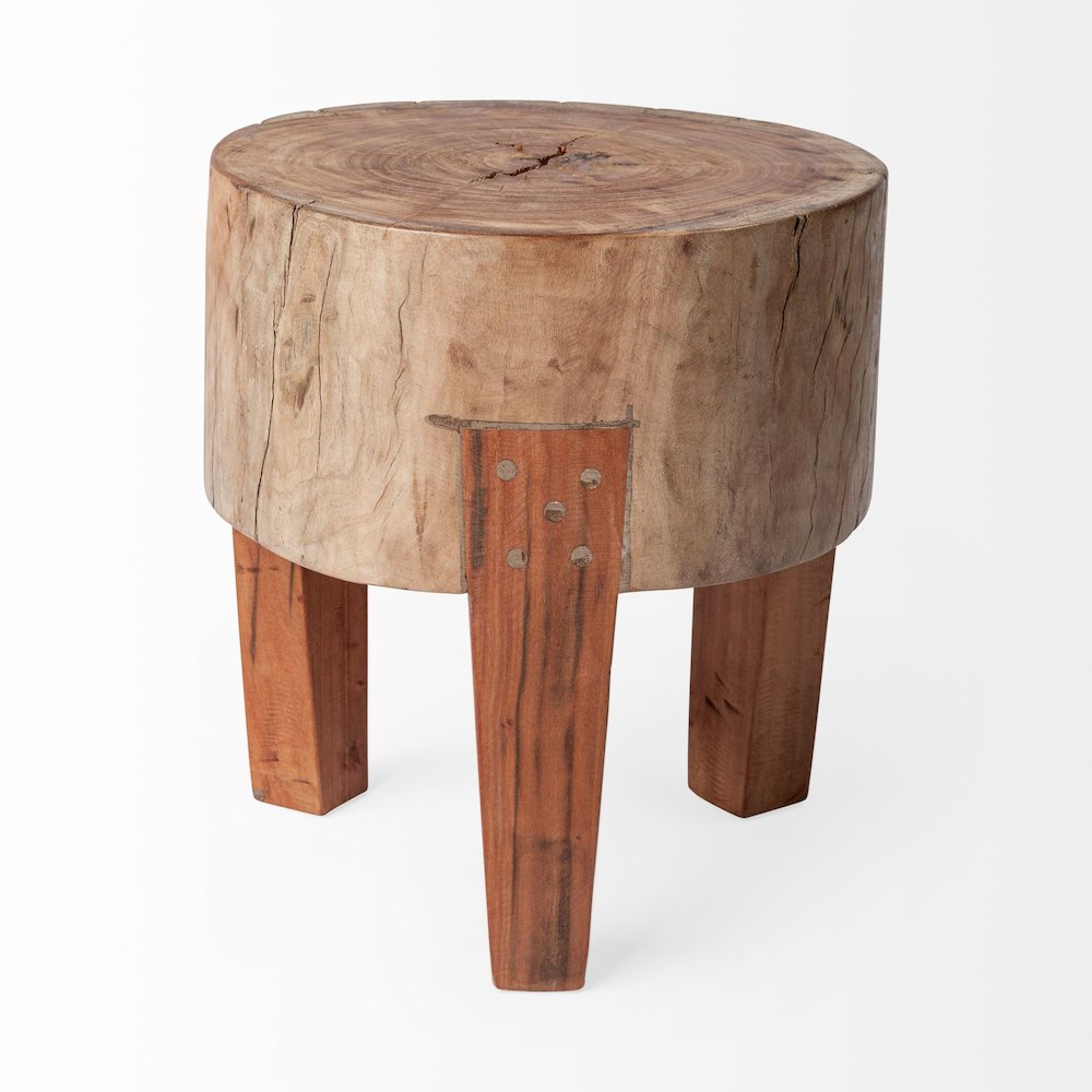 Asco 15"H Rustic Solid Reclaimed Wood Stool