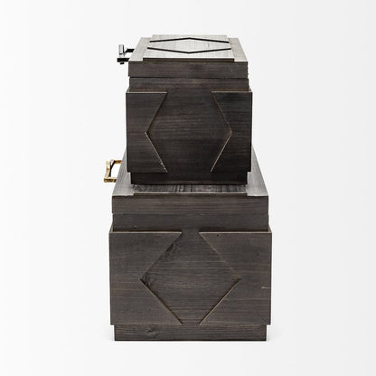 Cassia Set of 2 Brown Wooden Boxes