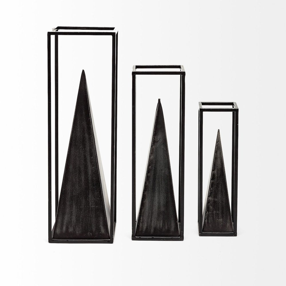 Memphis II (Medium) 4L x 4W Black Metal Pyramid In A Square Frame