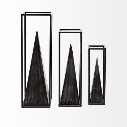 Memphis II (Medium) 4L x 4W Black Metal Pyramid In A Square Frame