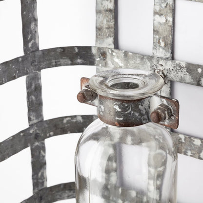 Margaret Wall Mounted Basket w Glass Bottle for Botanicals or Floral