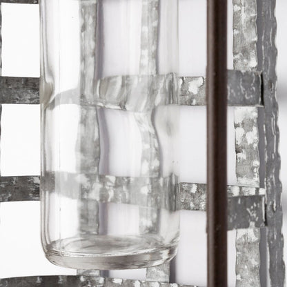 Margaret Wall Mounted Basket w Glass Bottle for Botanicals or Floral