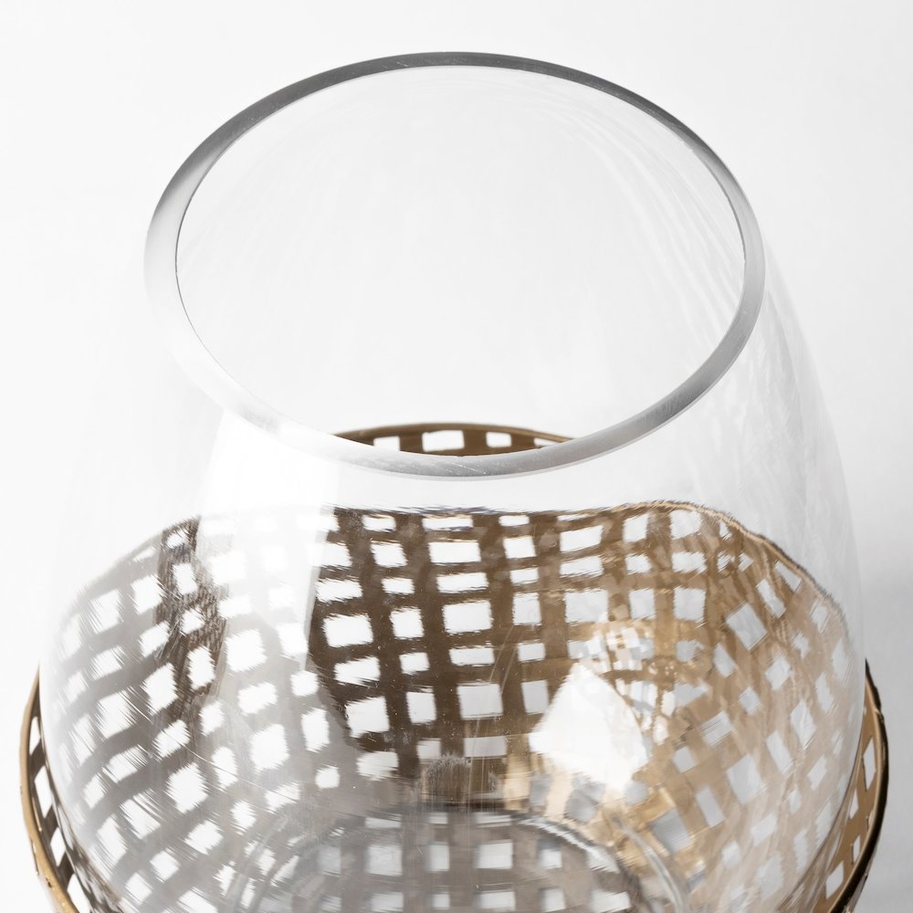 Reena I Small Gold Woven Metal Base Table Candle Holder