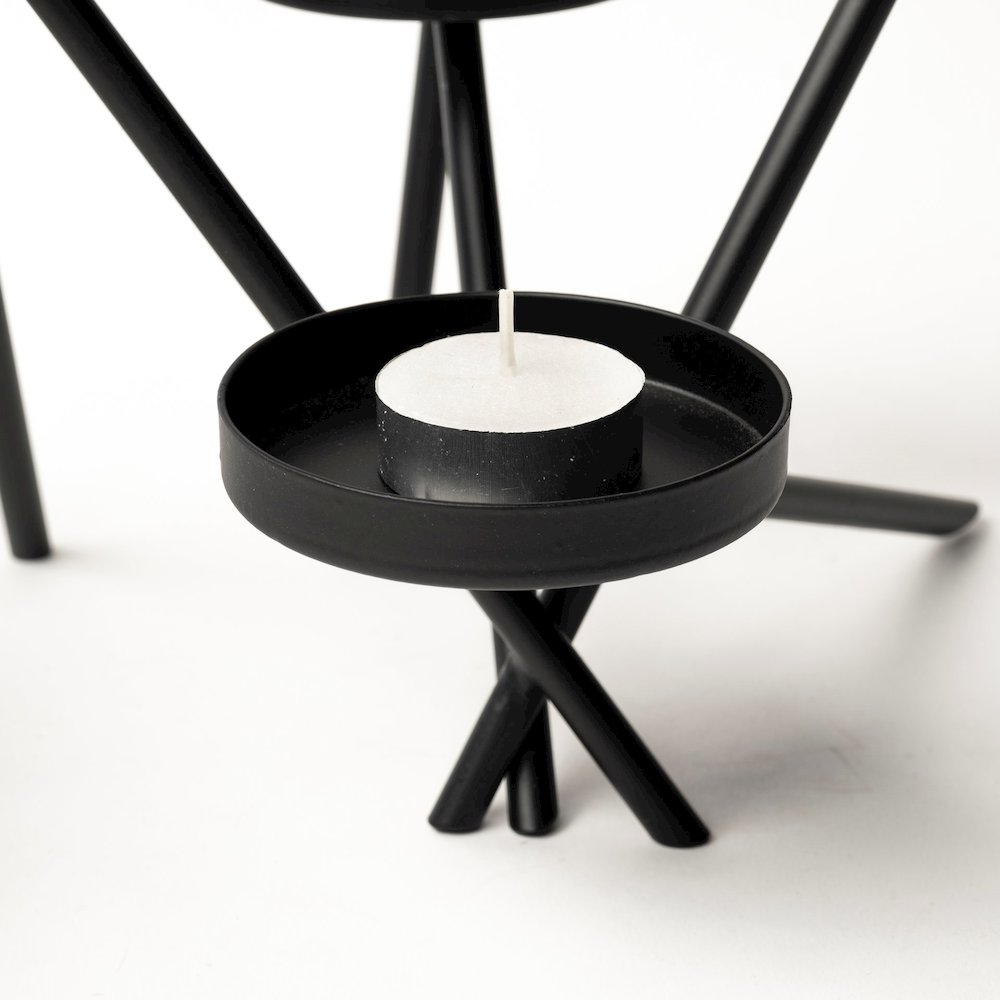 Meira Black Metal Seven Votive Table Candle Holder
