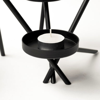 Meira Black Metal Seven Votive Table Candle Holder