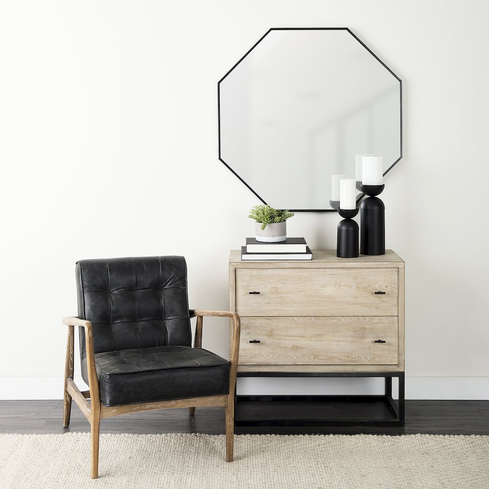 Helix 37" Octogon Black Metal Frame Mirror