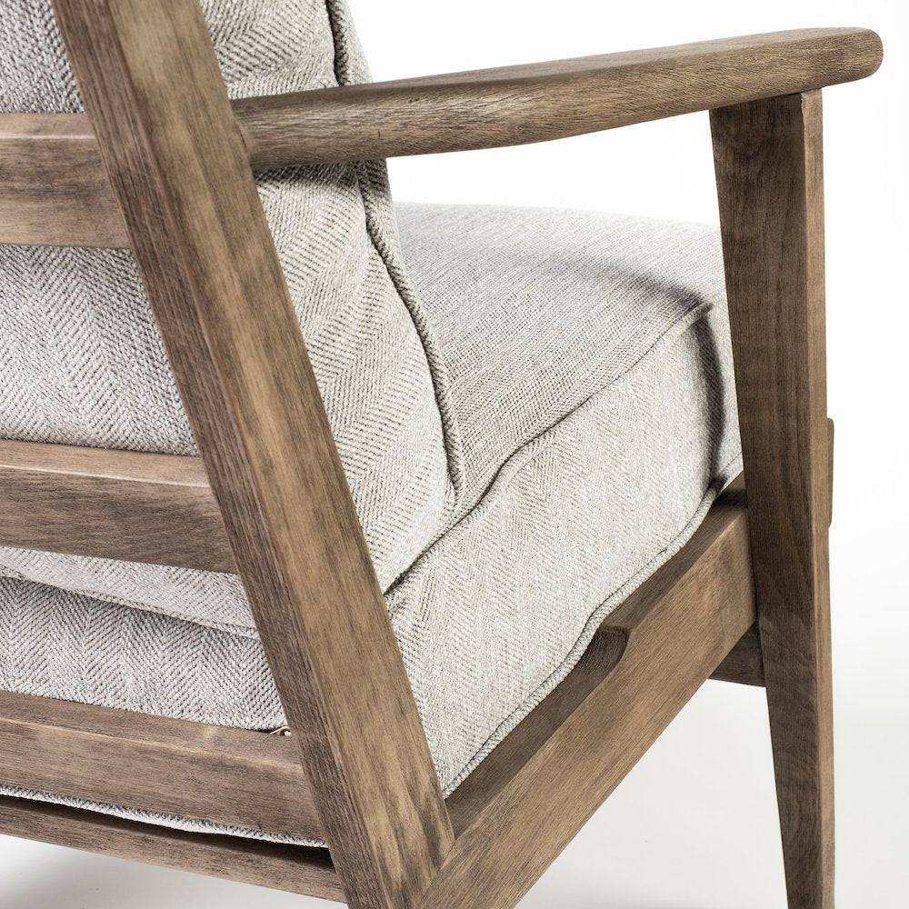 Olympus VI Frost Grey Fabric Wrapped Wooden Frame Accent Chair