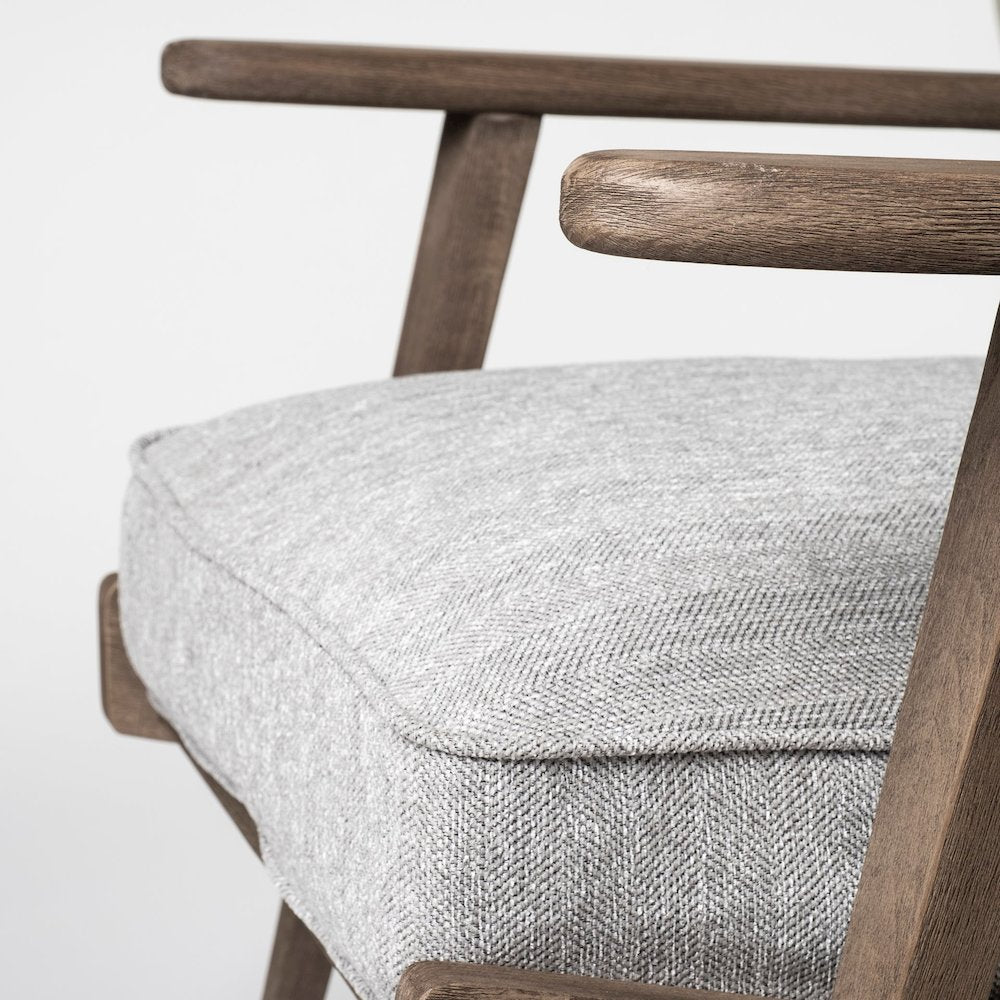 Olympus VI Frost Grey Fabric Wrapped Wooden Frame Accent Chair