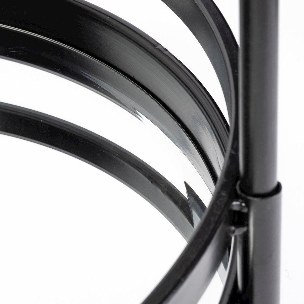 Ada Round Shape Black Metal Frame Two-Tier w/Glass Shelf Bar Cart