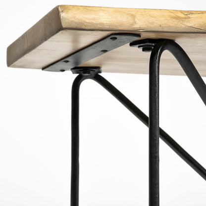 Papillion I 66L x 16W Blonde Wood and Iron Console Table
