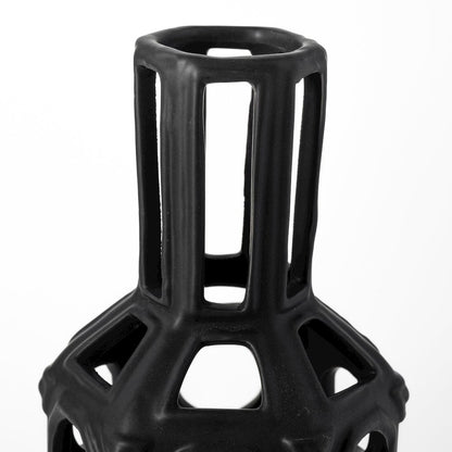 Brunel Large Black Drum-Shaped Ceramic Vase