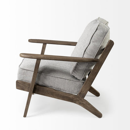 Olympus VI Frost Grey Fabric Wrapped Wooden Frame Accent Chair