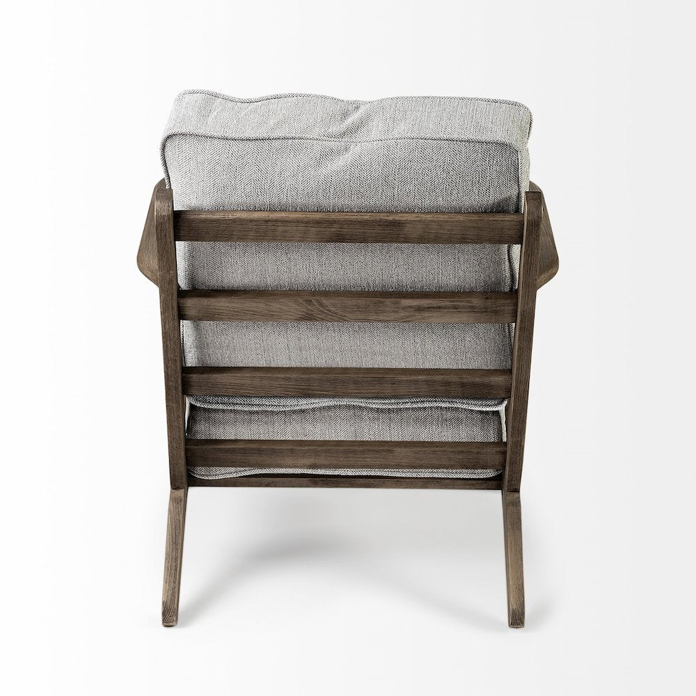 Olympus VI Frost Grey Fabric Wrapped Wooden Frame Accent Chair