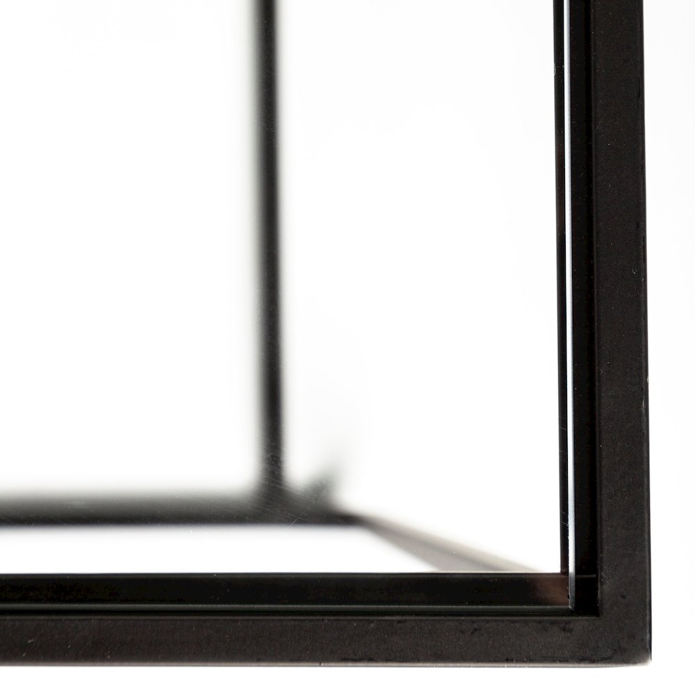 Arya (Set of 2) 24L x 10W Black Rectangular Glass Top Iron Frame Accent Table