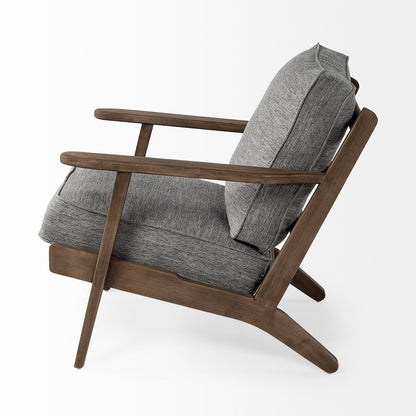 Olympus V Castlerock Grey Fabric Wrapped Brown Wooden Frame Accent Chair