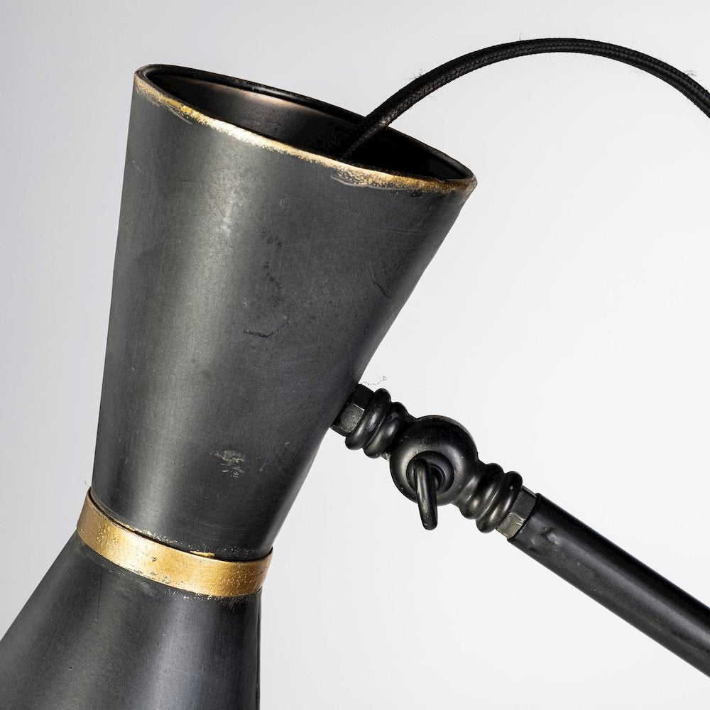 Eris III (58.3"H) Black/Brass Metal Cone Shade Floor Lamp