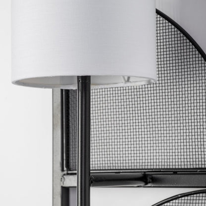 Navin 10x46.5 Black Metal Body White Fabric Shade Rectangular Wall Sconce